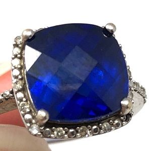 Sapphire & Diamond 💍 Sterling Silver Ring Size 7